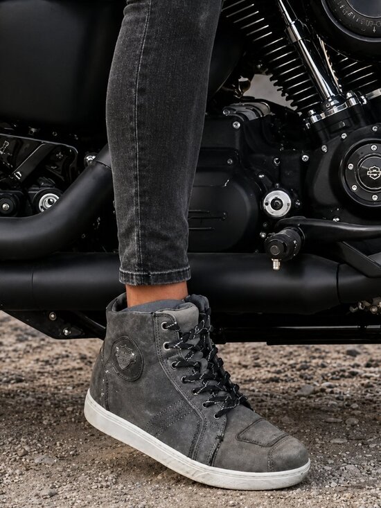 Harley-Davidson Shoes - Harley-Davidson Bateman 4 Metal Grey Leather Riding Sneaker Boots 8.5
